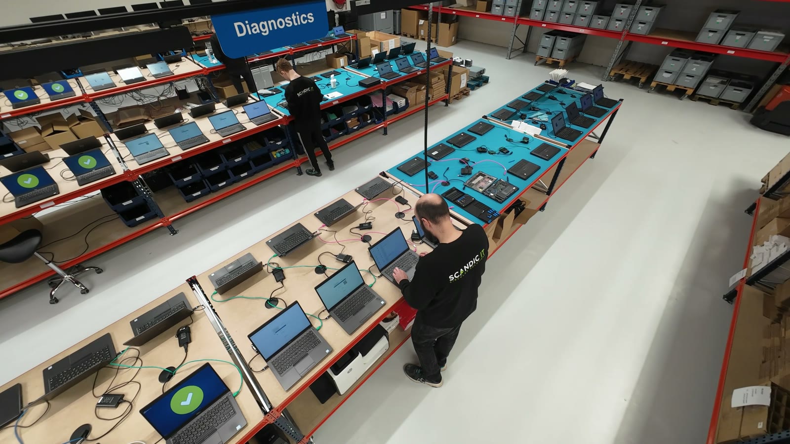 Devices under test at the diagnostics bench at Scandic IT